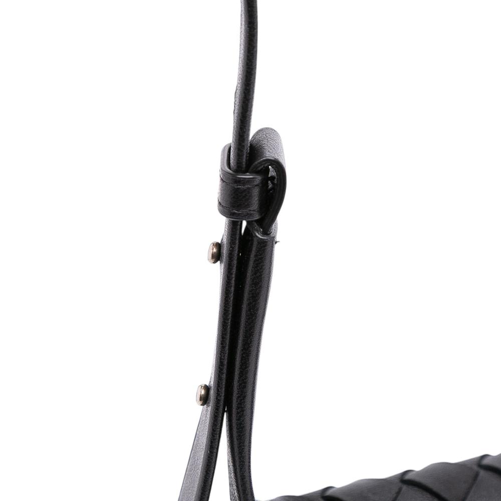 Bottega Veneta AB Bottega Veneta Black Lambskin Leather Leather Lambskin Intrecciato Tie Shoulder Bag Italy