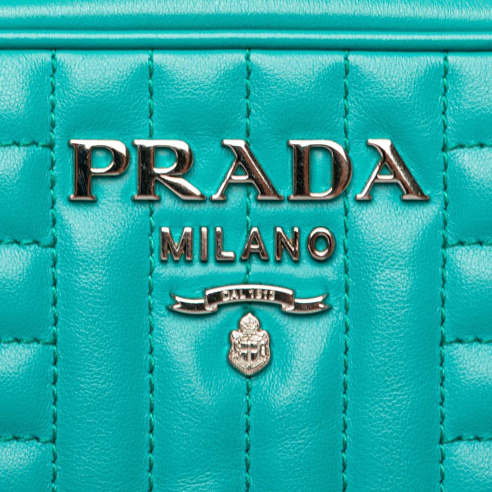 Prada AB Prada Blue Turquoise Calf Leather Soft Diagramme Camera Bag Italy