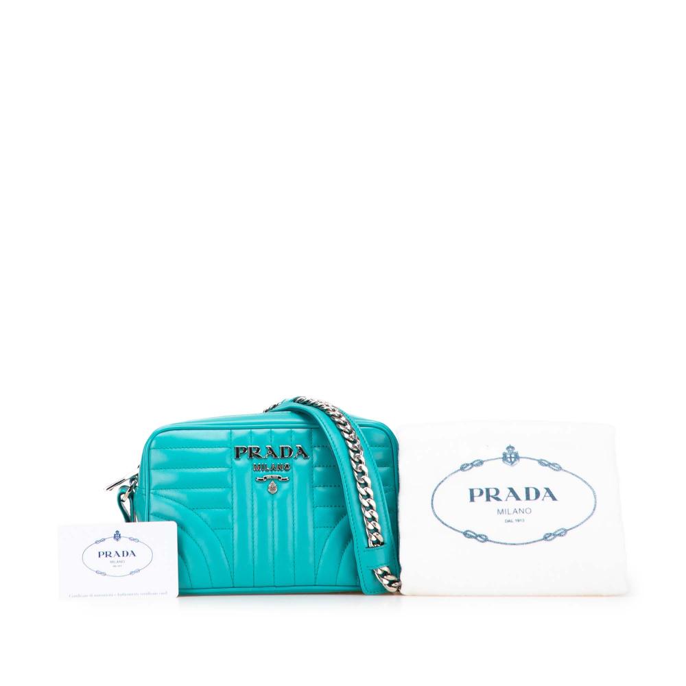 Prada AB Prada Blue Turquoise Calf Leather Soft Diagramme Camera Bag Italy