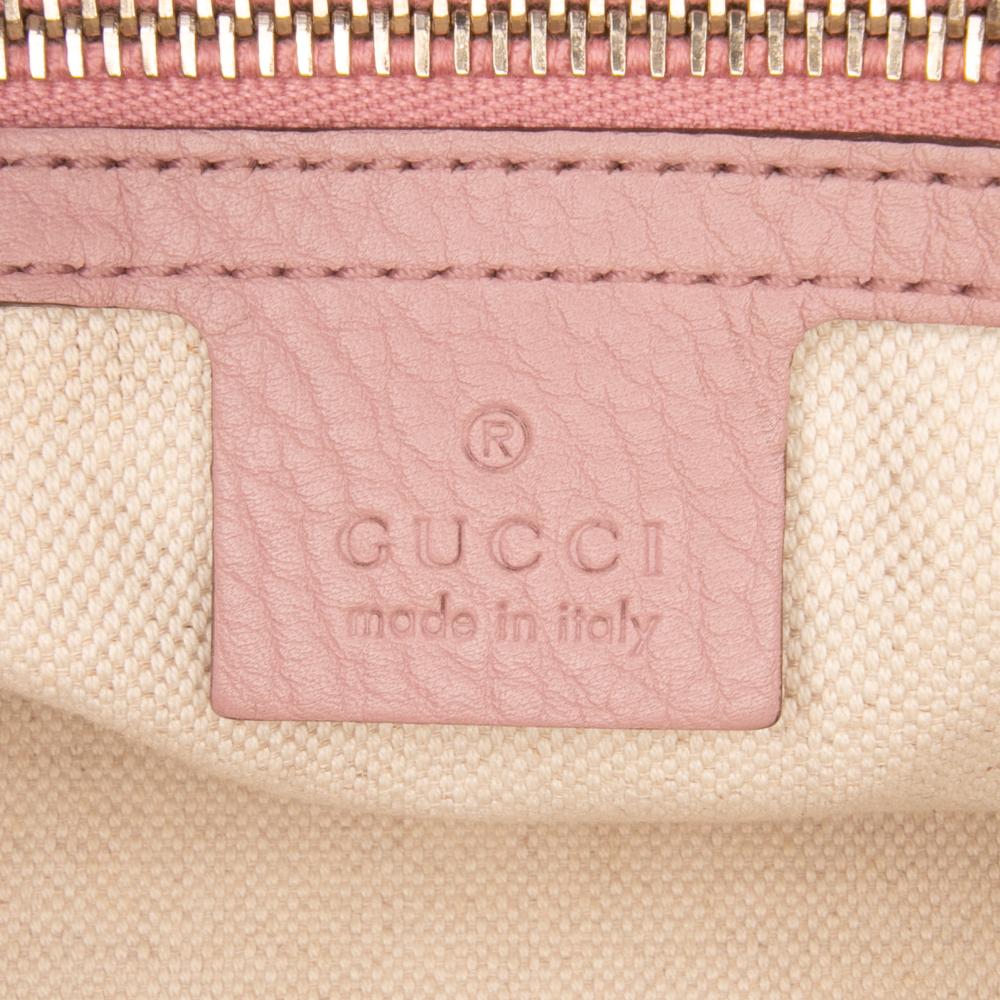 Gucci B Gucci Pink Light Pink Calf Leather Medium skin Bamboo Shopper Satchel Italy