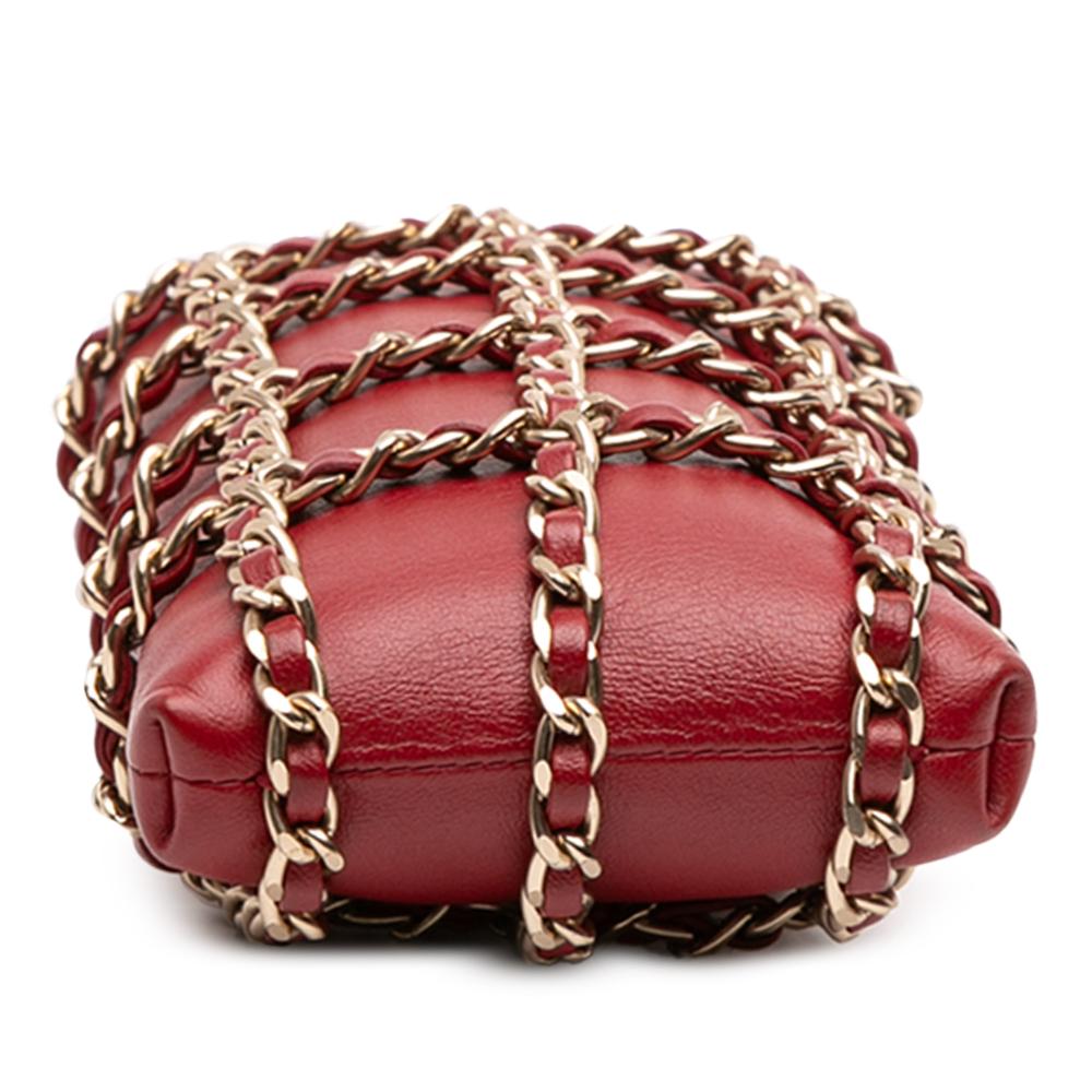Chanel AB Chanel Red Lambskin Leather Leather Lambskin Tech Me Out Clutch With Chain Italy