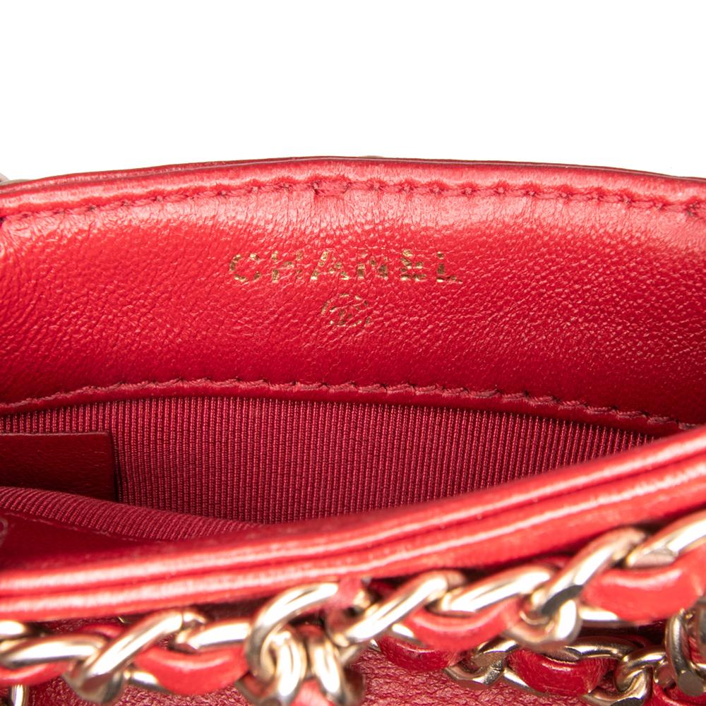 Chanel AB Chanel Red Lambskin Leather Leather Lambskin Tech Me Out Clutch With Chain Italy