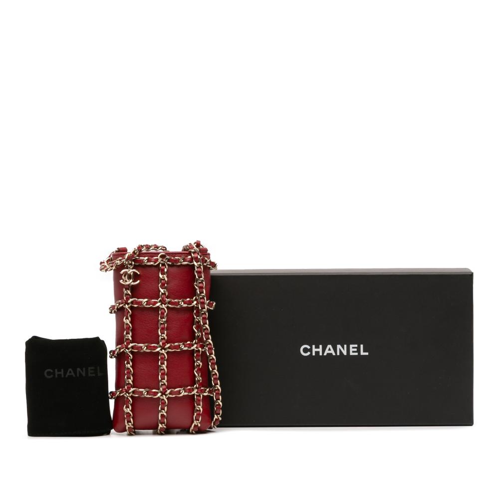 Chanel AB Chanel Red Lambskin Leather Leather Lambskin Tech Me Out Clutch With Chain Italy