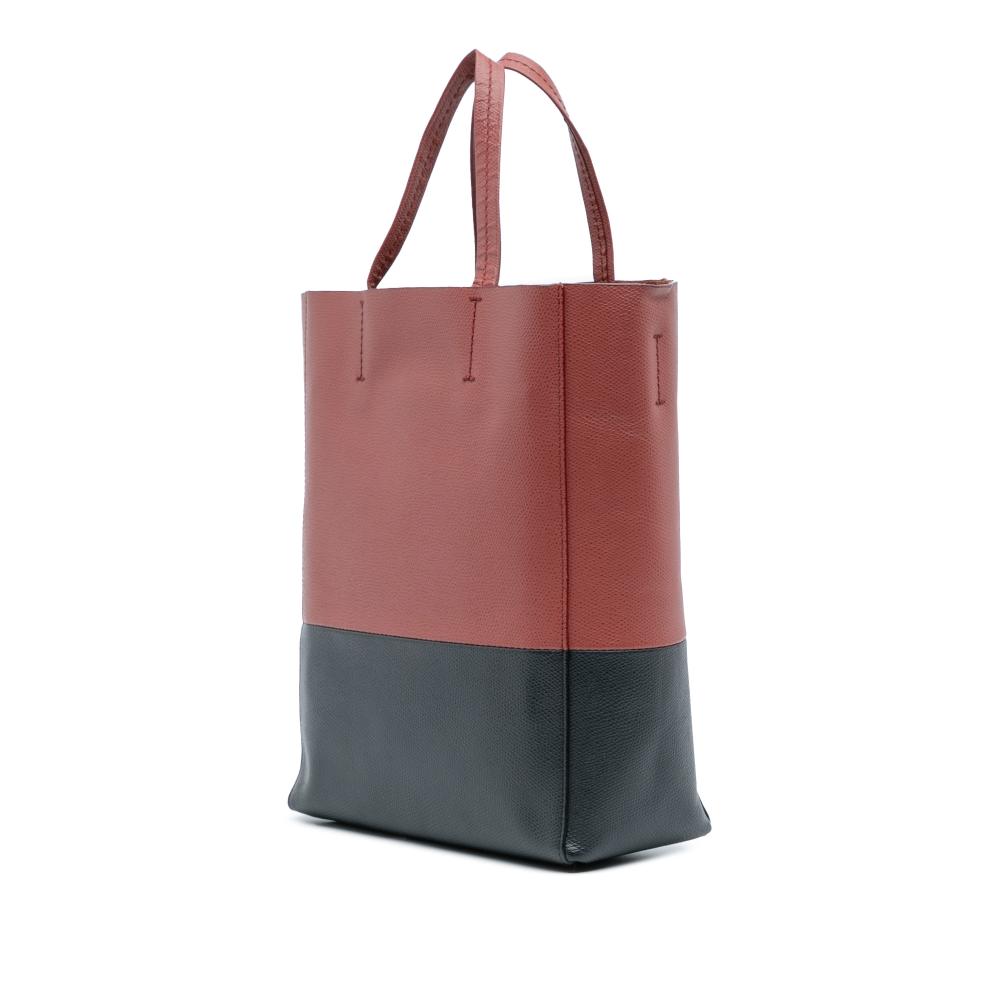 Celine B Celine Red with Black Calf Leather Small Bicolor Vertical Cabas Italy