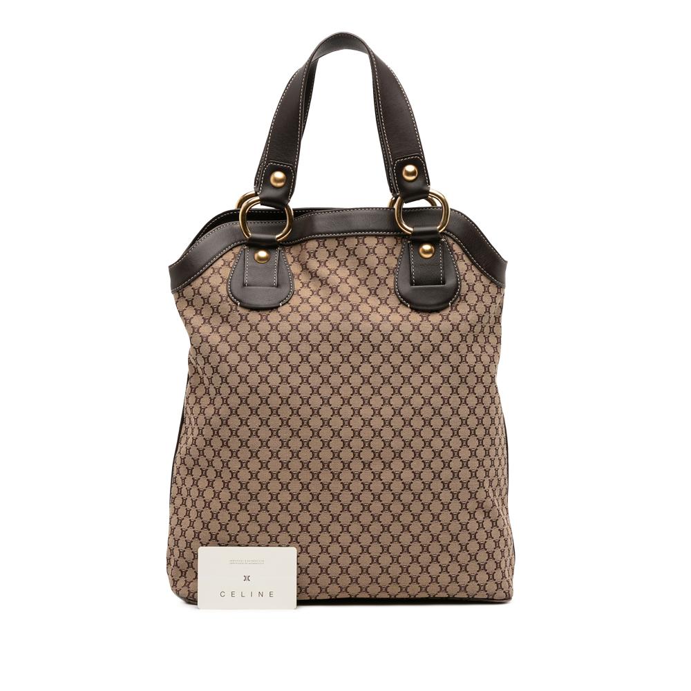 Celine B Celine Brown Beige Canvas Fabric Macadam Tote China