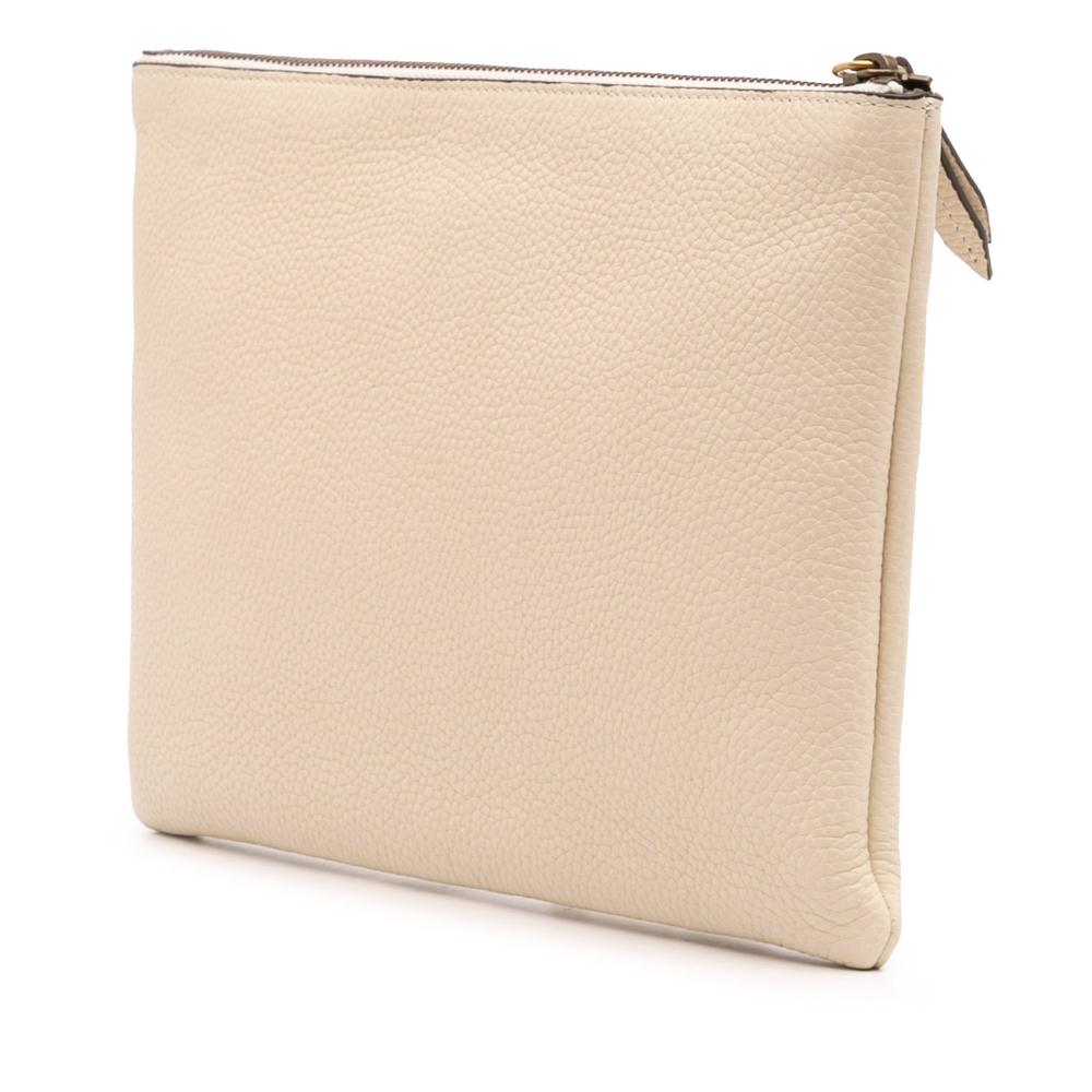 Gucci AB Gucci White Ivory Calf Leather Blind For Love Clutch Italy