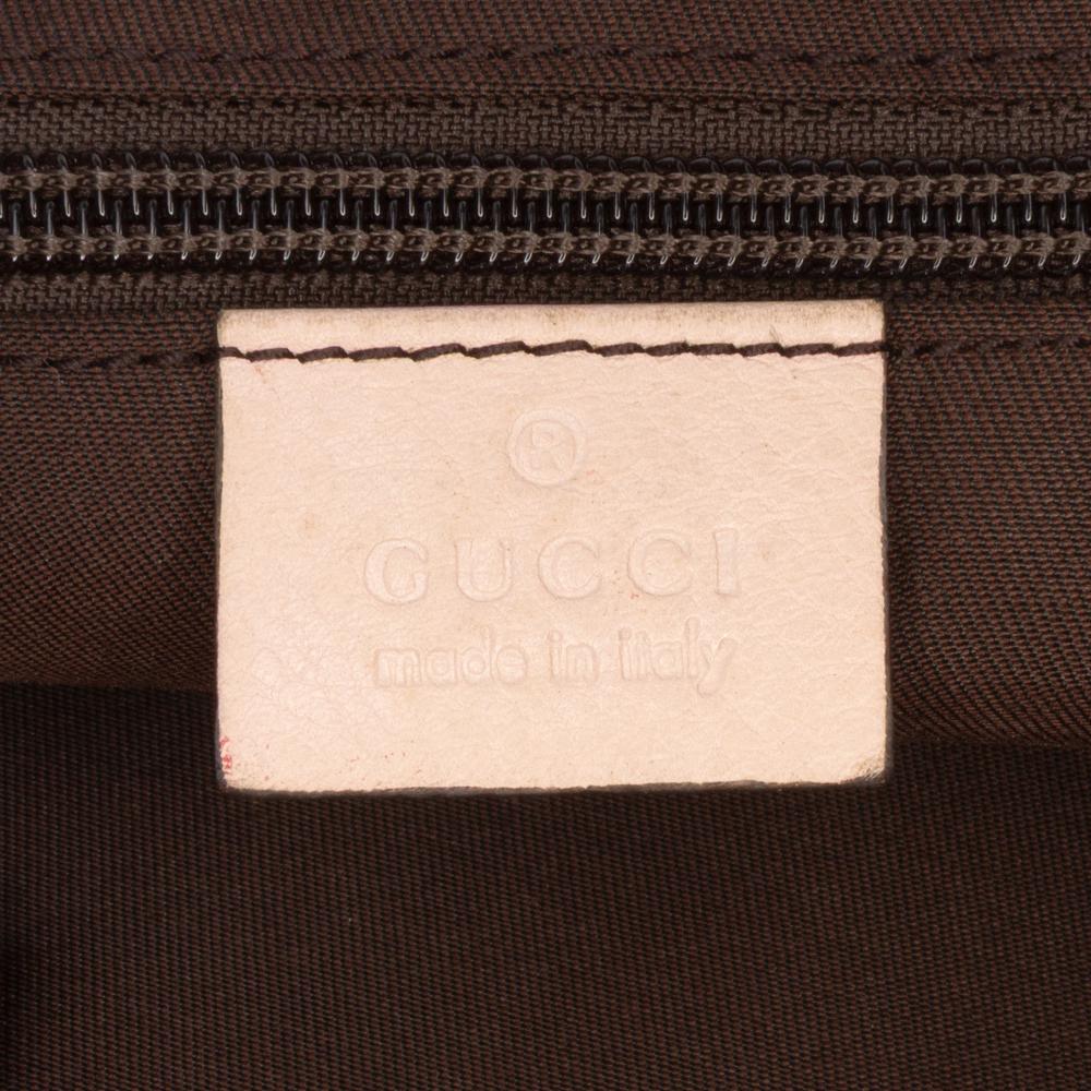 Gucci B Gucci Brown Beige Canvas Fabric GG Web Tote Italy