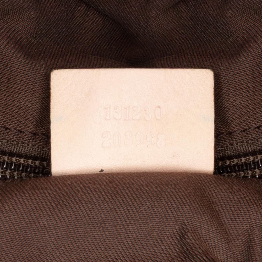 Gucci B Gucci Brown Beige Canvas Fabric GG Web Tote Italy