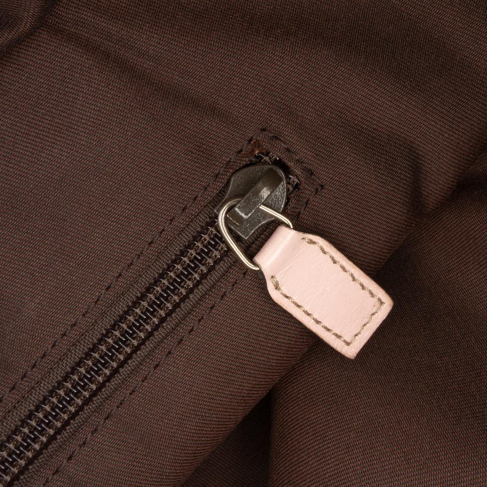 Gucci B Gucci Brown Beige Canvas Fabric GG Web Tote Italy