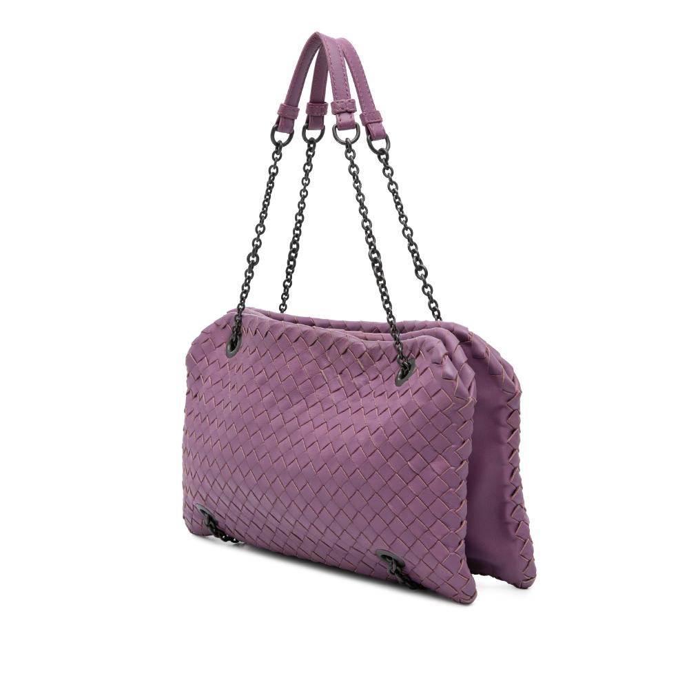 Bottega Veneta B Bottega Veneta Purple Dark Purple Nappa Leather Leather Nappa Intrecciato Duo Shoulder Bag Italy