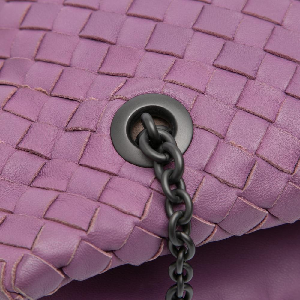 Bottega Veneta B Bottega Veneta Purple Dark Purple Nappa Leather Leather Nappa Intrecciato Duo Shoulder Bag Italy