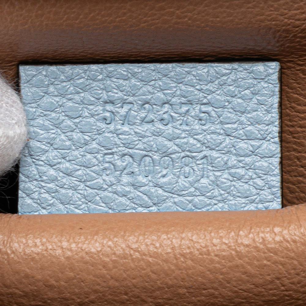 Gucci B Gucci Blue Light Blue Calf Leather Small Zumi Satchel Italy