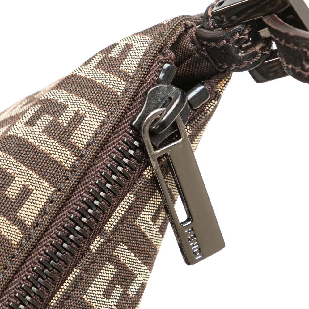 Fendi B Fendi Brown Dark Brown Canvas Fabric Zucchino Crossbody Italy