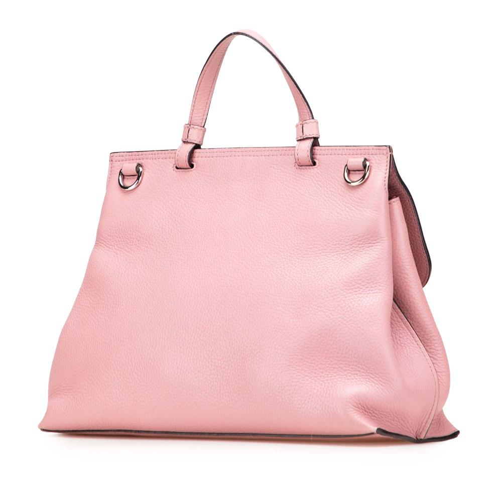 Gucci B Gucci Pink Calf Leather Medium Bamboo Daily Satchel Italy