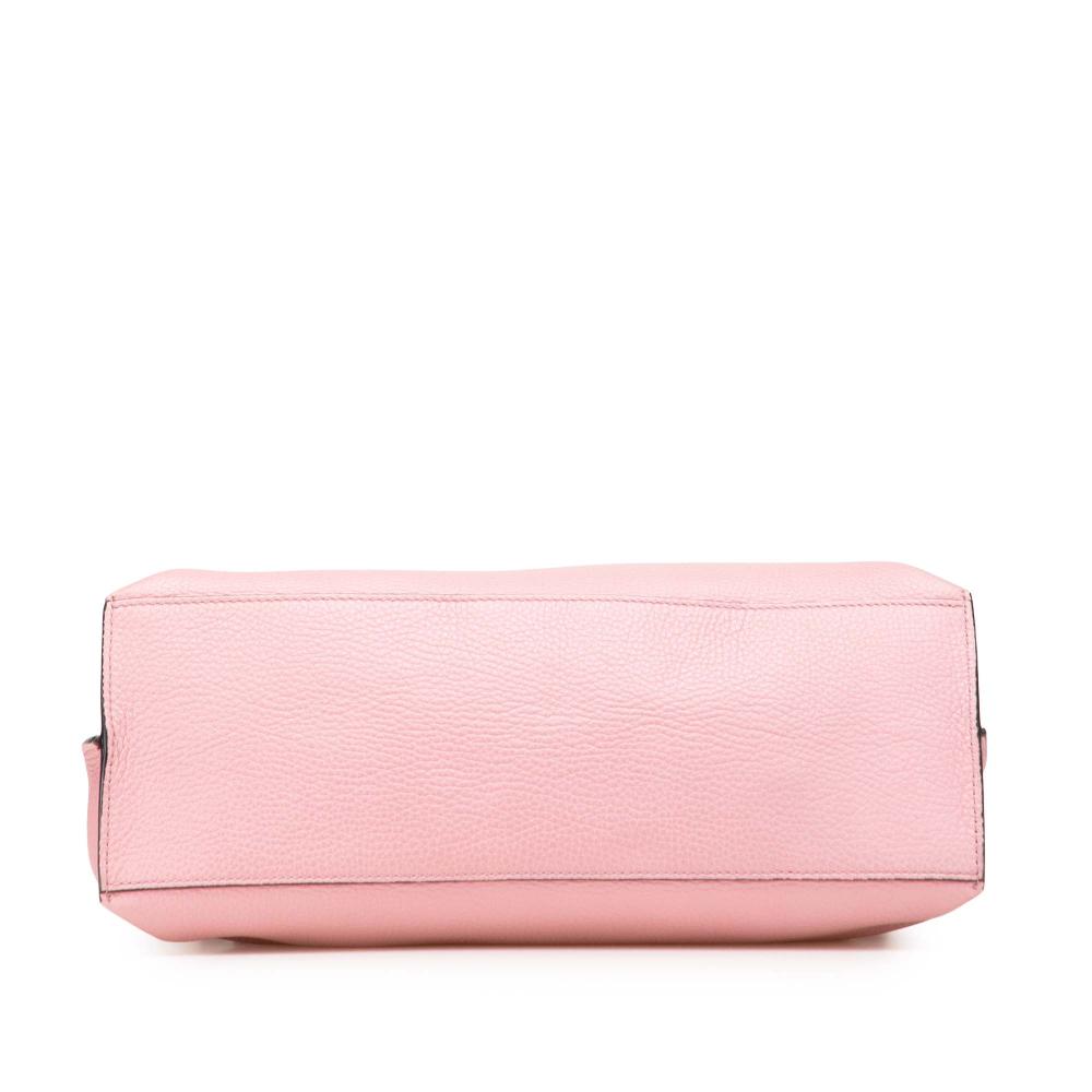 Gucci B Gucci Pink Calf Leather Medium Bamboo Daily Satchel Italy