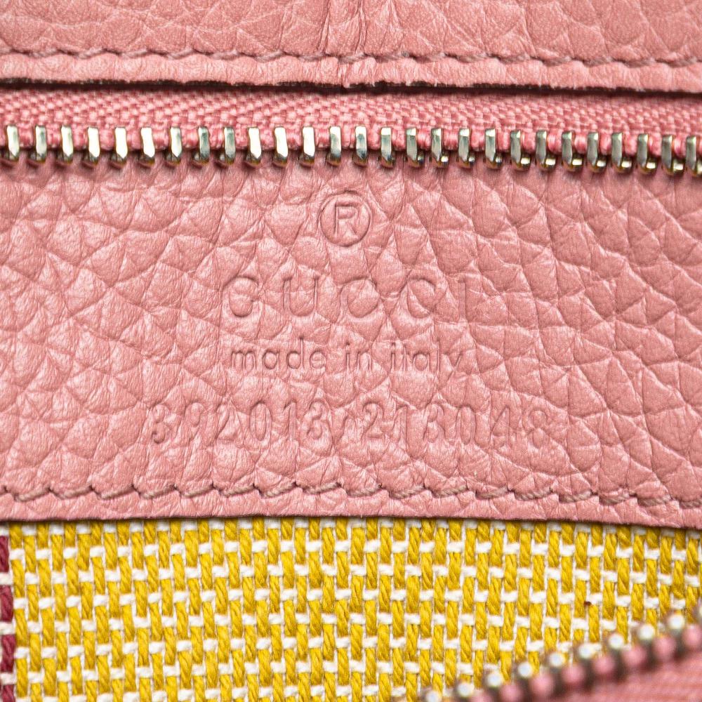 Gucci B Gucci Pink Calf Leather Medium Bamboo Daily Satchel Italy