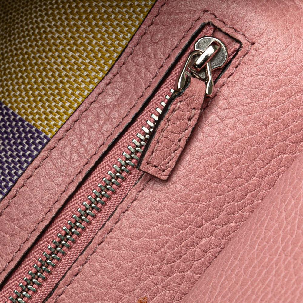 Gucci B Gucci Pink Calf Leather Medium Bamboo Daily Satchel Italy