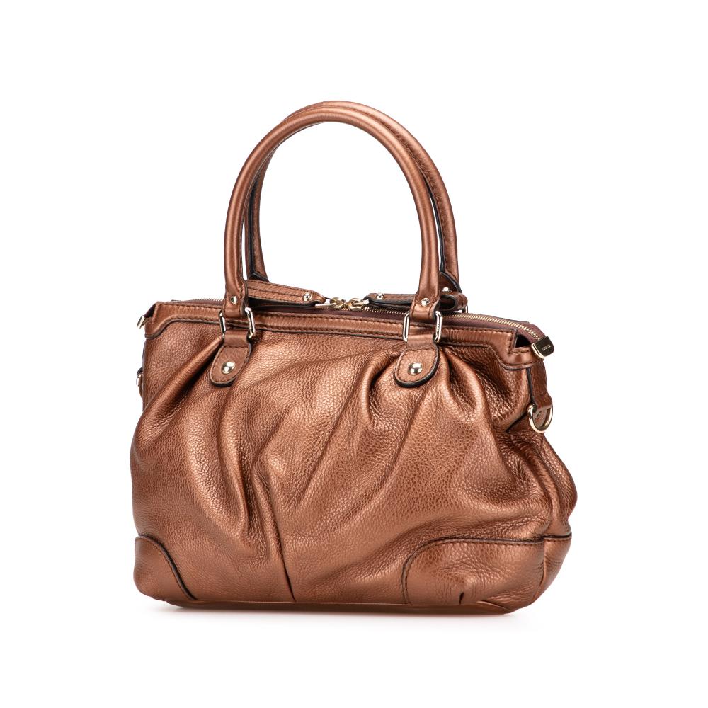 Gucci AB Gucci Brown Bronze Calf Leather skin Sukey Satchel Italy