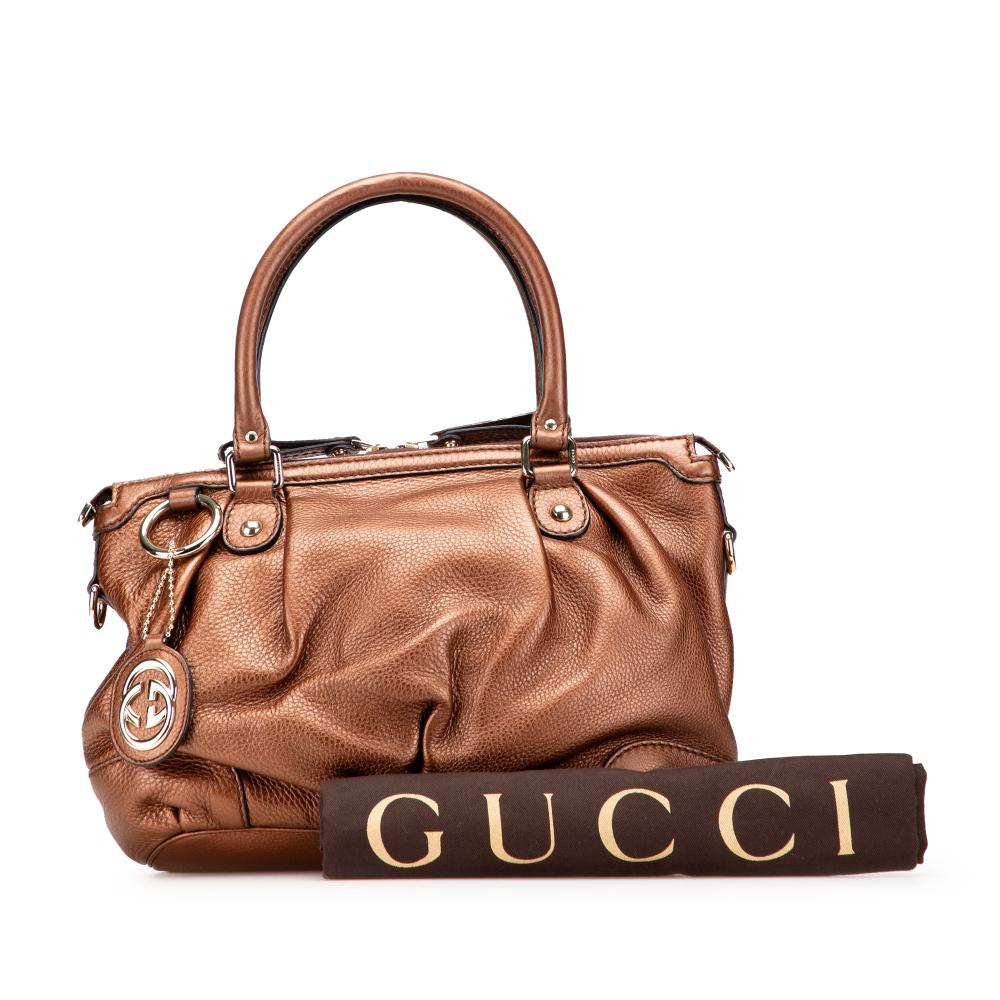 Gucci AB Gucci Brown Bronze Calf Leather skin Sukey Satchel Italy