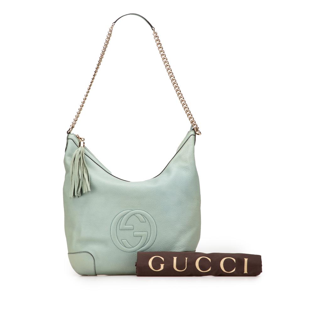 Gucci B Gucci Blue Light Blue Calf Leather Soho Chain Shoulder Bag Italy