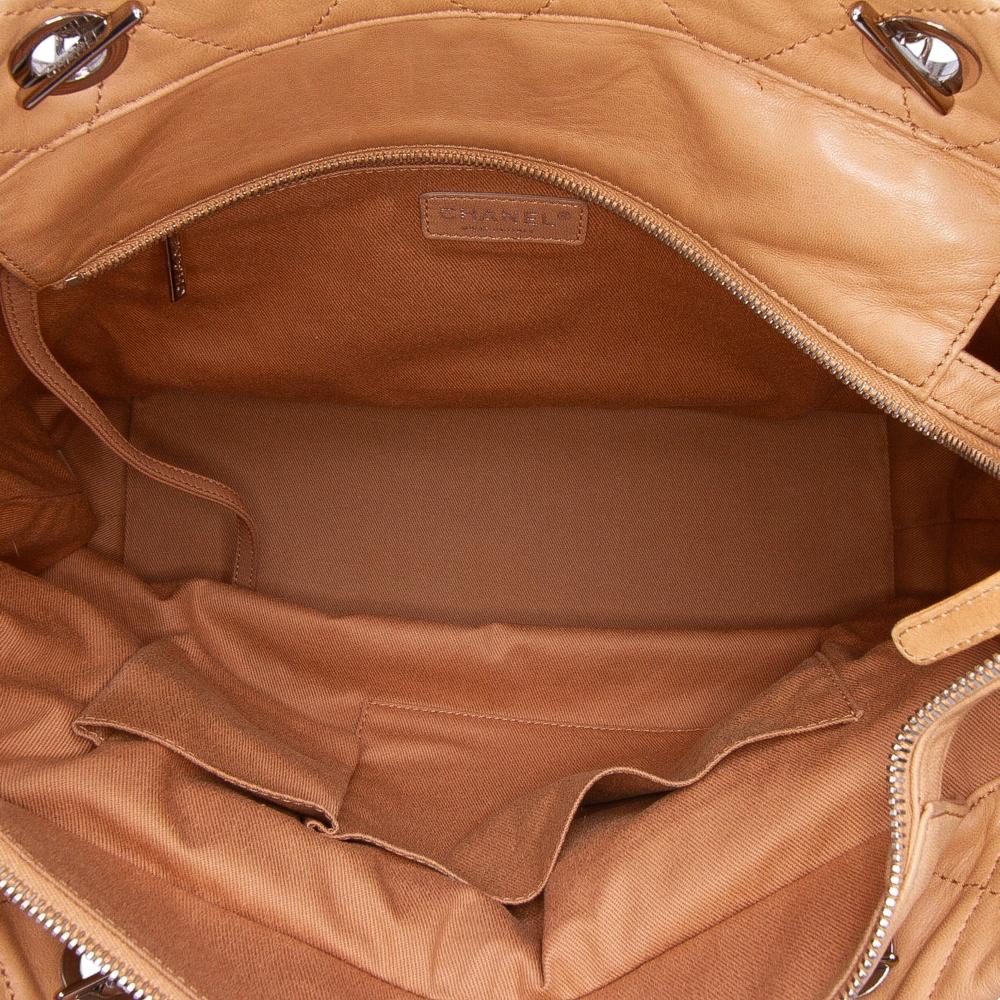 Chanel B Chanel Brown Nude Calf Leather Large Quilted Iridescent skin VIP Tote Italy