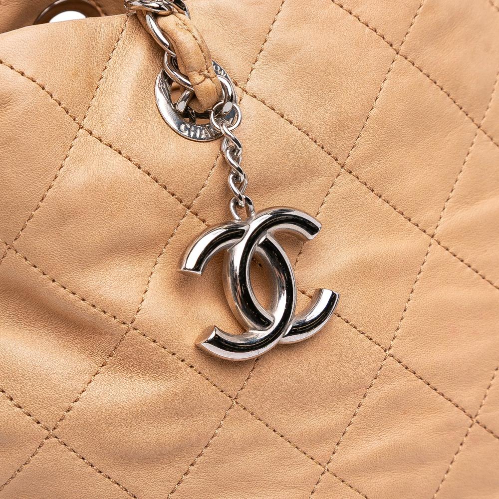 Chanel B Chanel Brown Nude Calf Leather Large Quilted Iridescent skin VIP Tote Italy