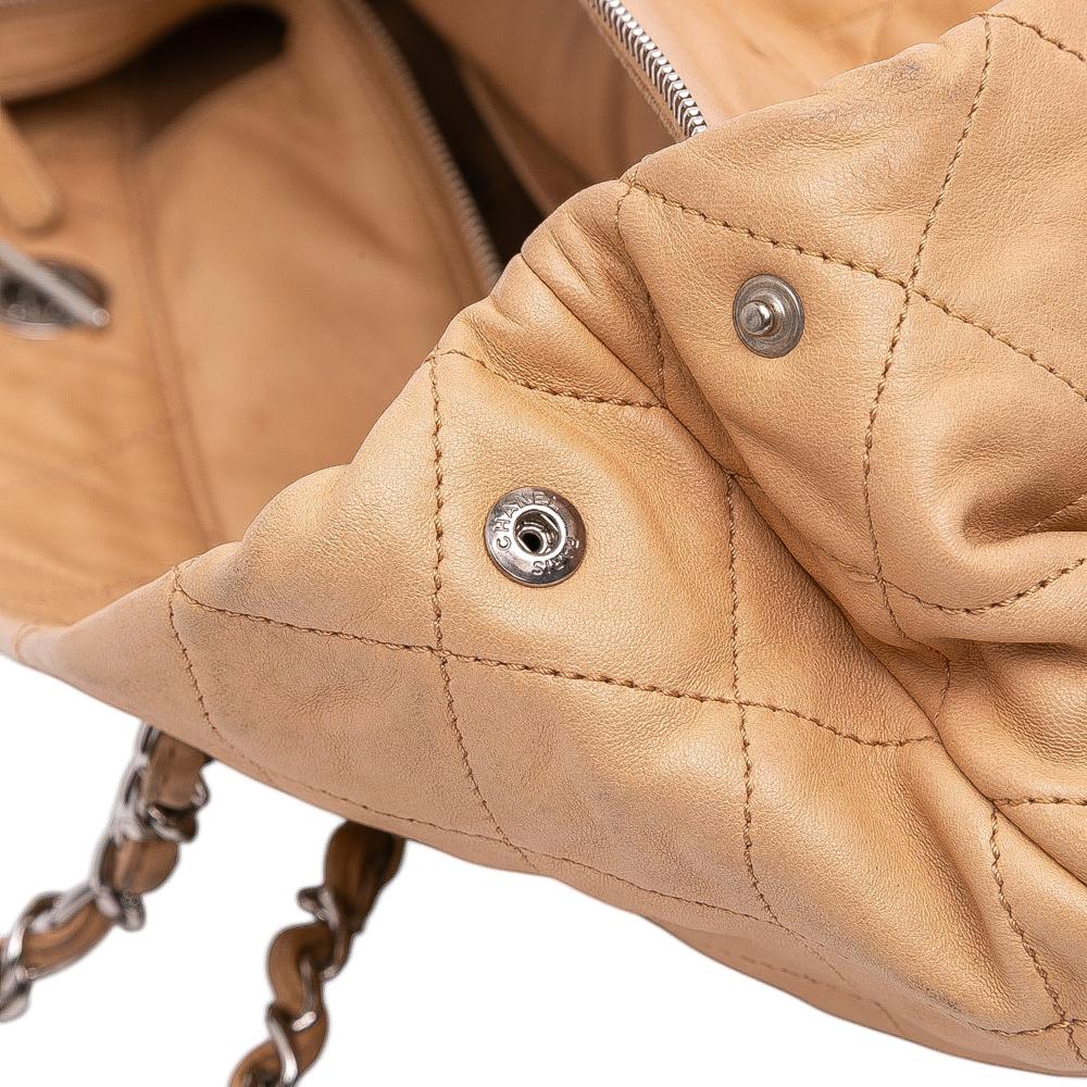 Chanel B Chanel Brown Nude Calf Leather Large Quilted Iridescent skin VIP Tote Italy