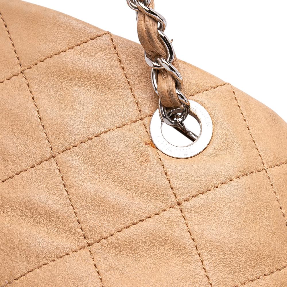 Chanel B Chanel Brown Nude Calf Leather Large Quilted Iridescent skin VIP Tote Italy