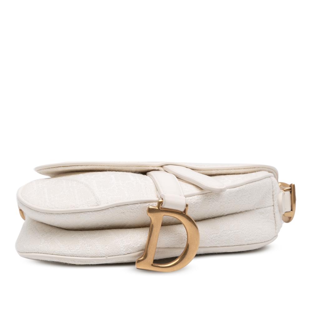 Christian Dior AB Dior White Canvas Fabric Mini Oblique Saddle Bag Italy