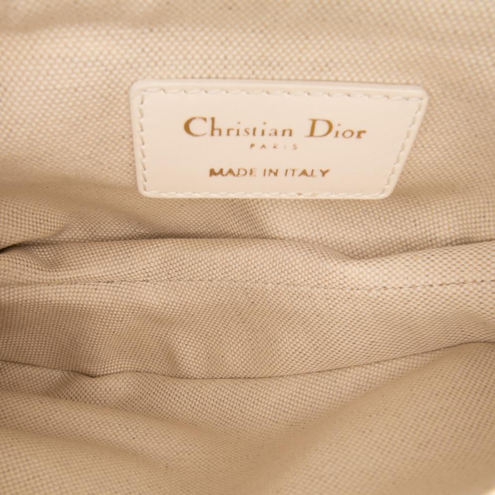 Christian Dior AB Dior White Canvas Fabric Mini Oblique Saddle Bag Italy