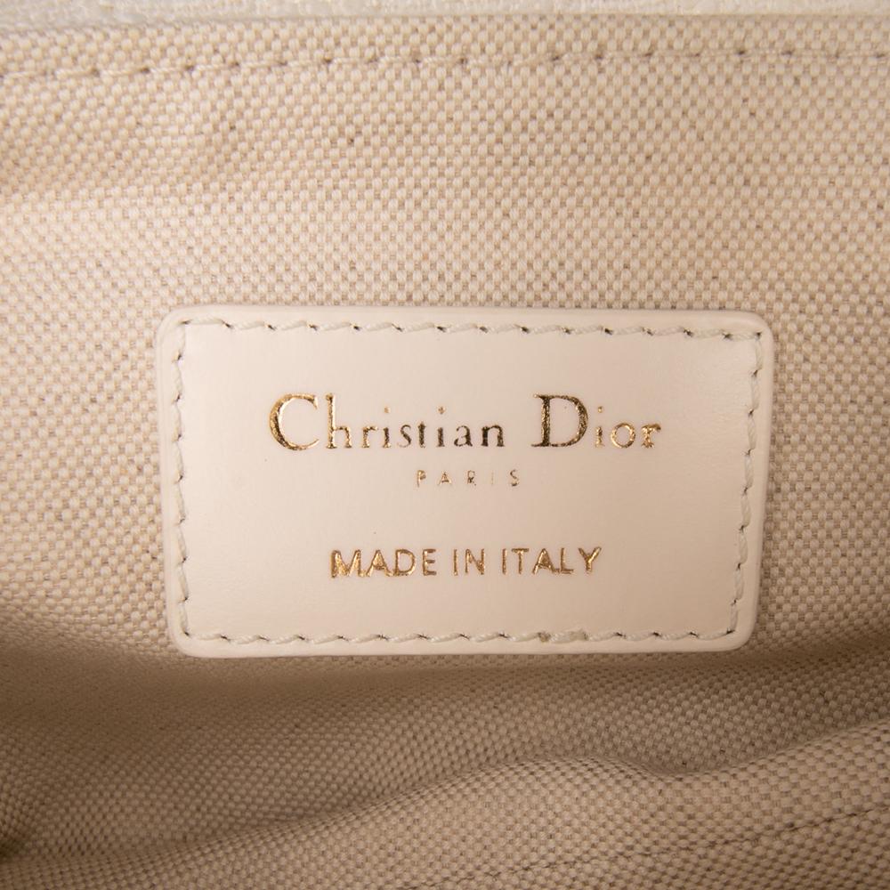 Christian Dior AB Dior White Canvas Fabric Mini Oblique Saddle Bag Italy
