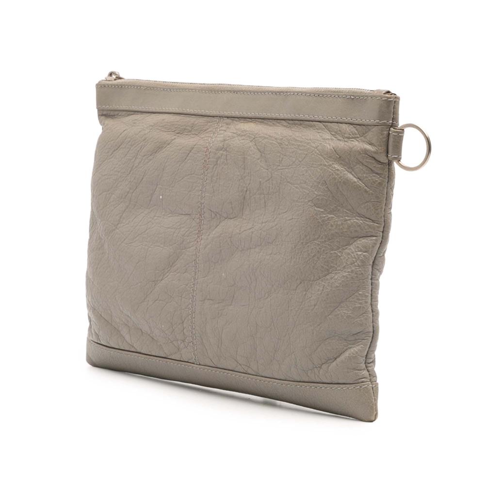 Balenciaga B Balenciaga Gray Lambskin Leather Leather Lambskin Motocross Classic Clip M Clutch Italy