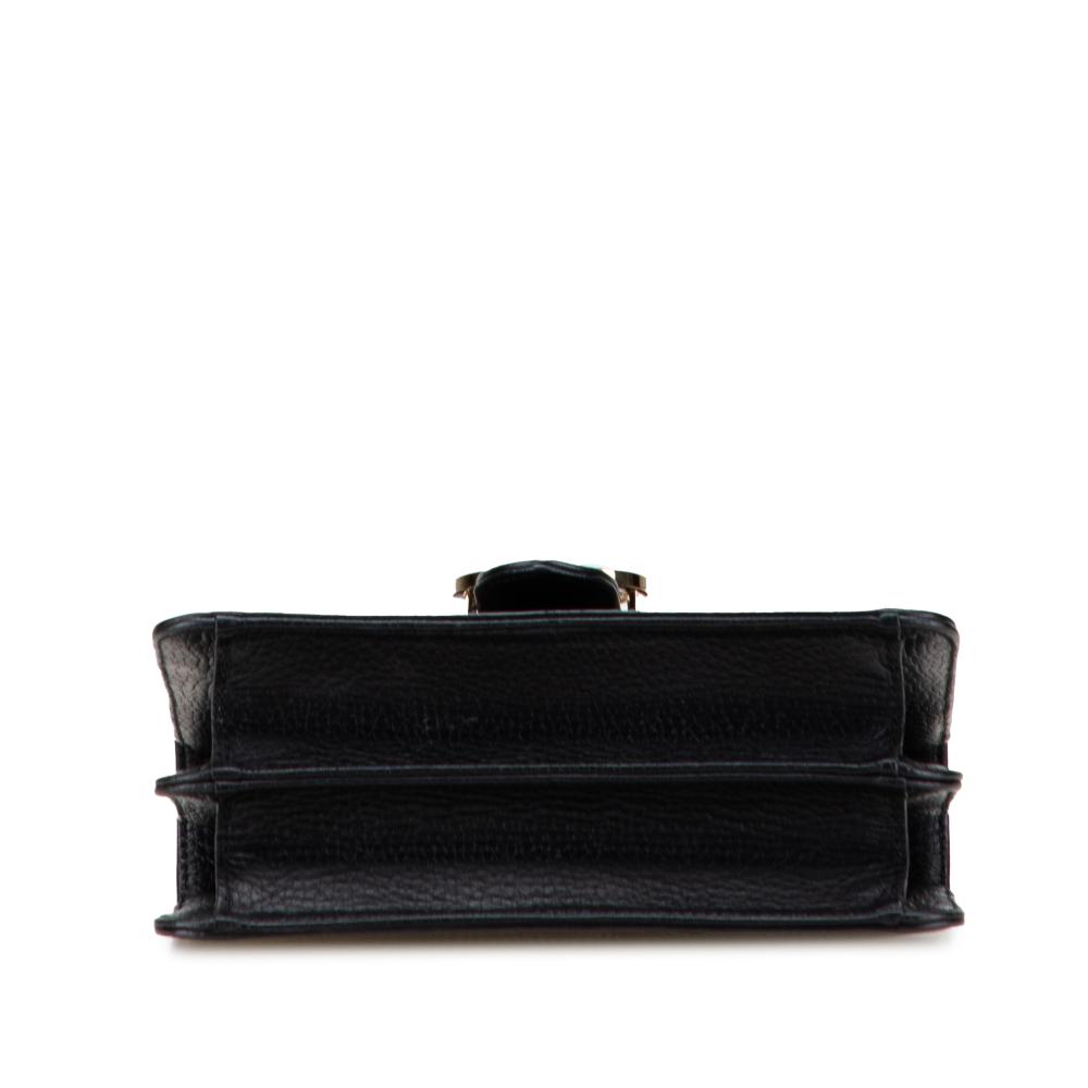 Gucci B Gucci Black Calf Leather Small Dollar skin Interlocking G Crossbody Italy