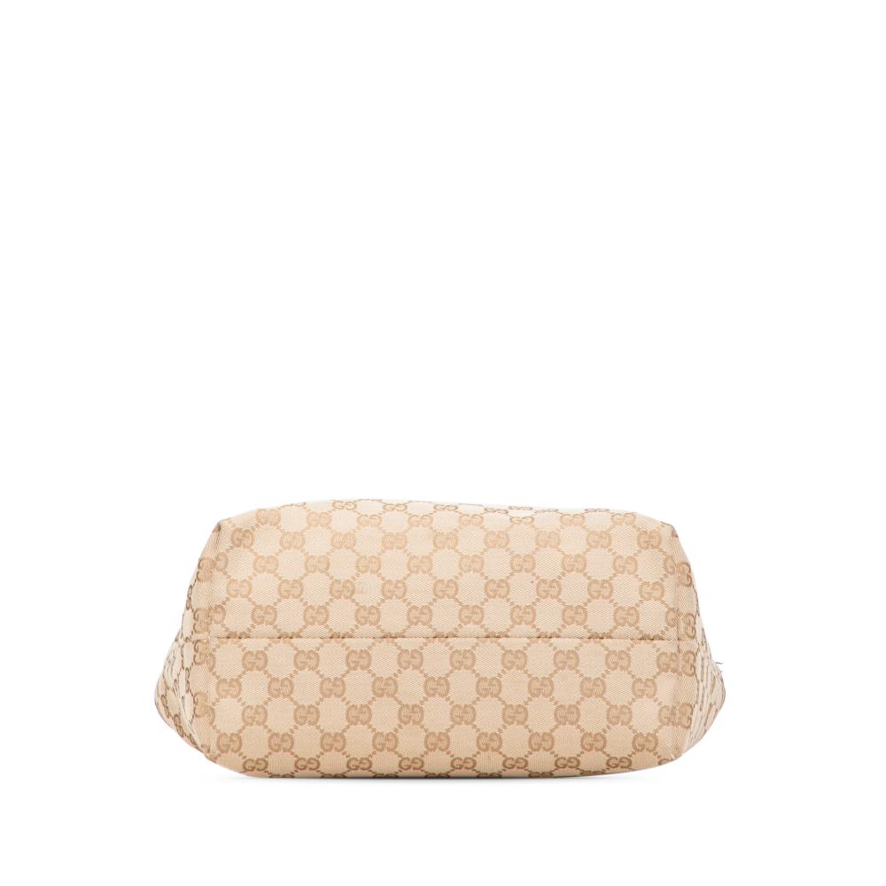 Gucci B Gucci Brown Beige with Pink Hot Pink Canvas Fabric GG Jolicoeur Tote Italy