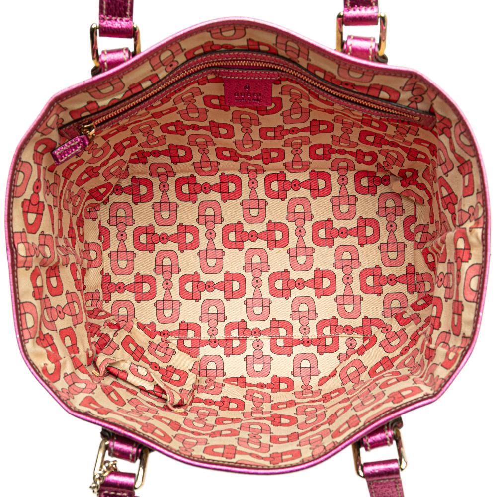 Gucci B Gucci Brown Beige with Pink Hot Pink Canvas Fabric GG Jolicoeur Tote Italy