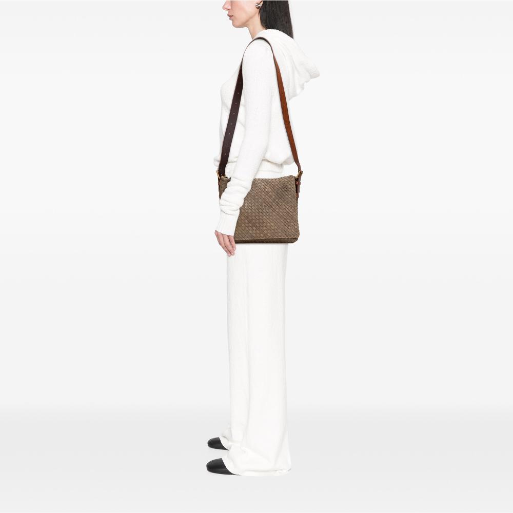 Bottega Veneta B Bottega Veneta Brown Camel Nappa Leather Leather Nappa Intrecciato Messenger Bag Italy