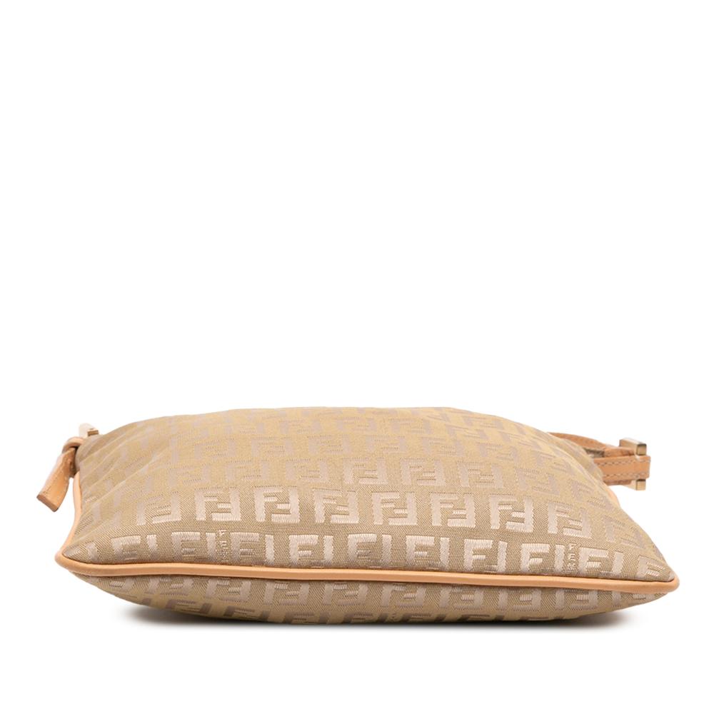 Fendi B Fendi Brown Beige Canvas Fabric Zucchino Crossbody Italy