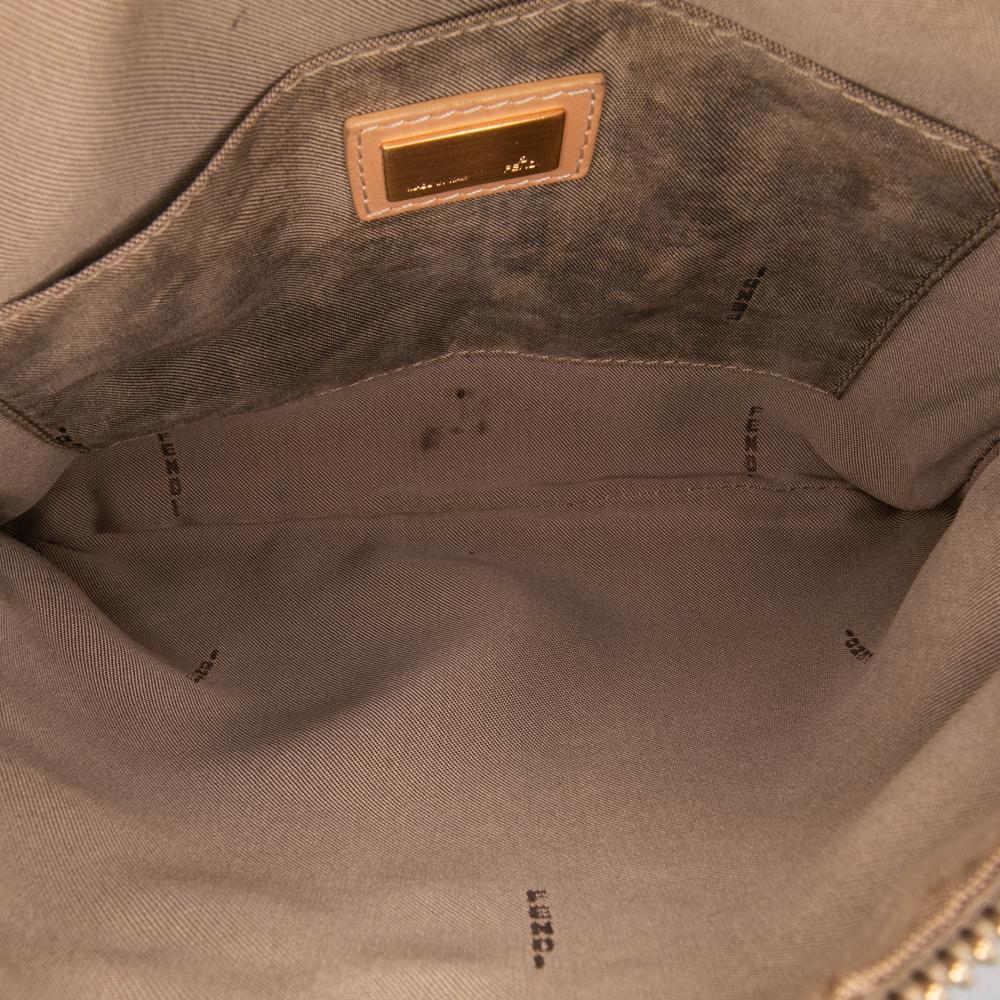 Fendi B Fendi Brown Beige Canvas Fabric Zucchino Crossbody Italy