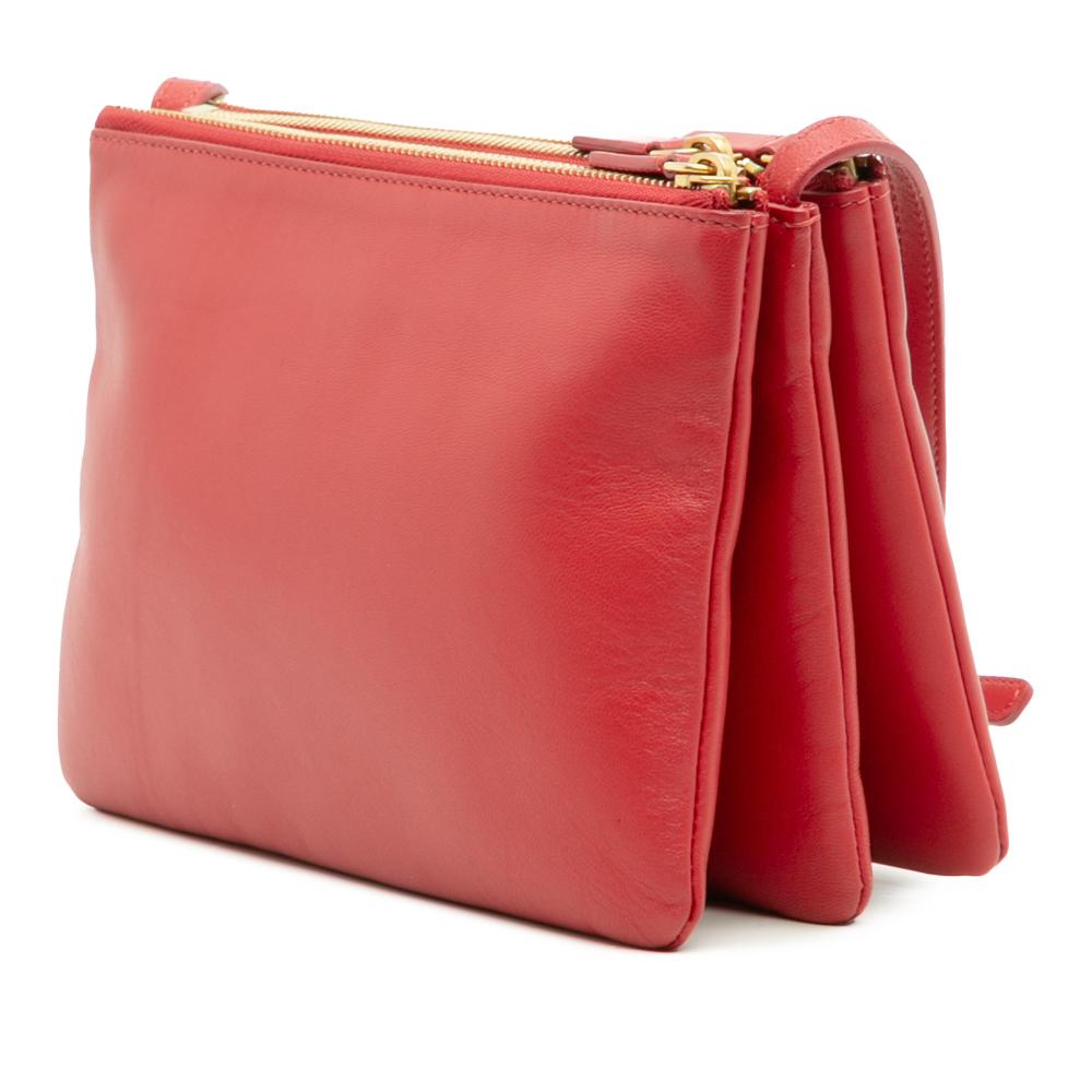 Celine B Celine Red Lambskin Leather Leather Small Lambskin Trio Crossbody Italy