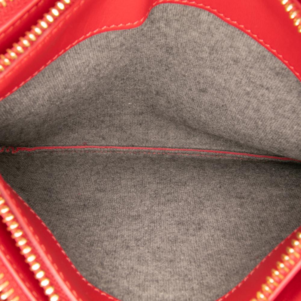 Celine B Celine Red Lambskin Leather Leather Small Lambskin Trio Crossbody Italy