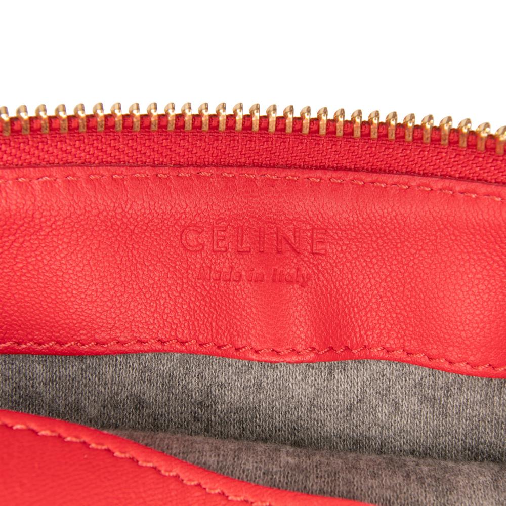 Celine B Celine Red Lambskin Leather Leather Small Lambskin Trio Crossbody Italy
