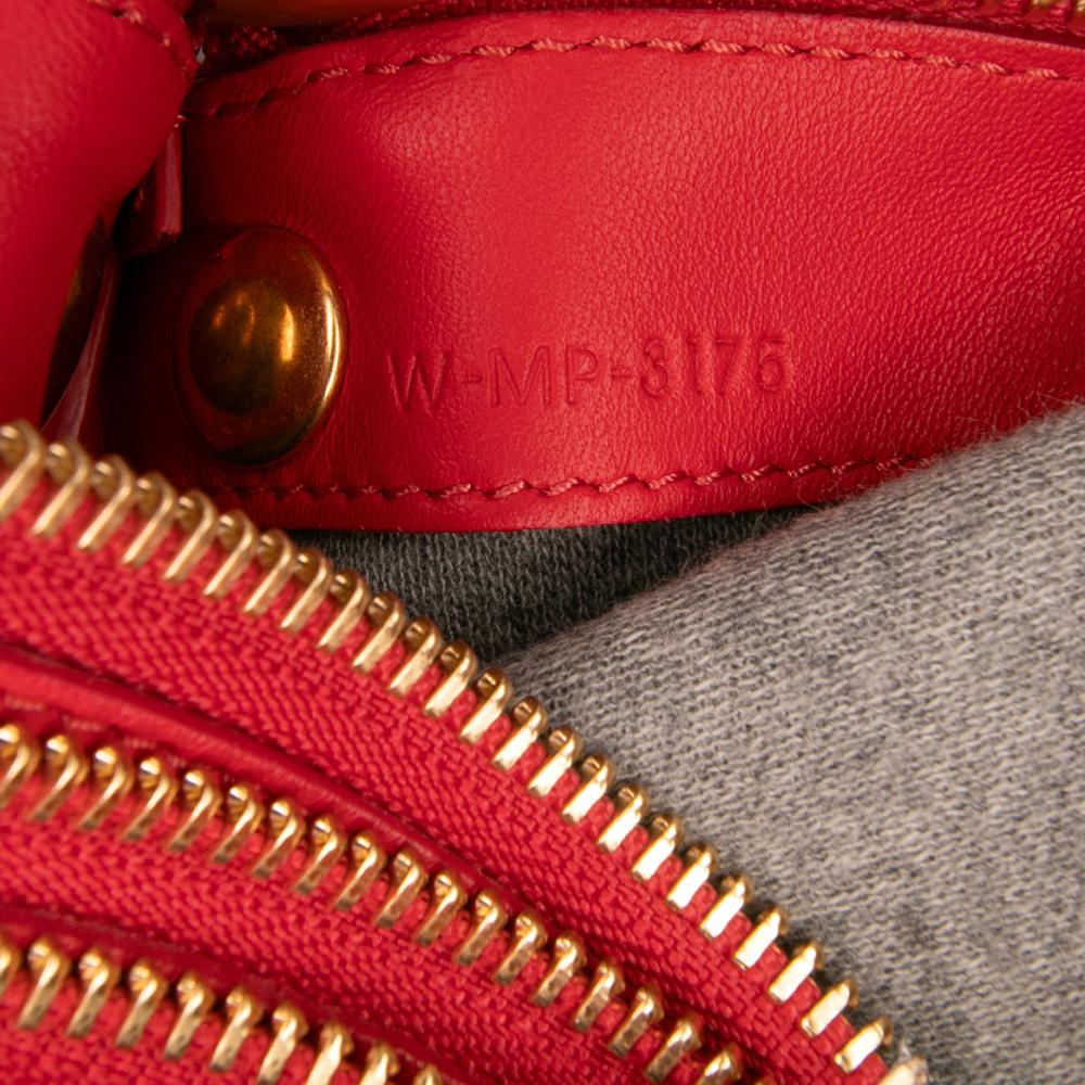 Celine B Celine Red Lambskin Leather Leather Small Lambskin Trio Crossbody Italy