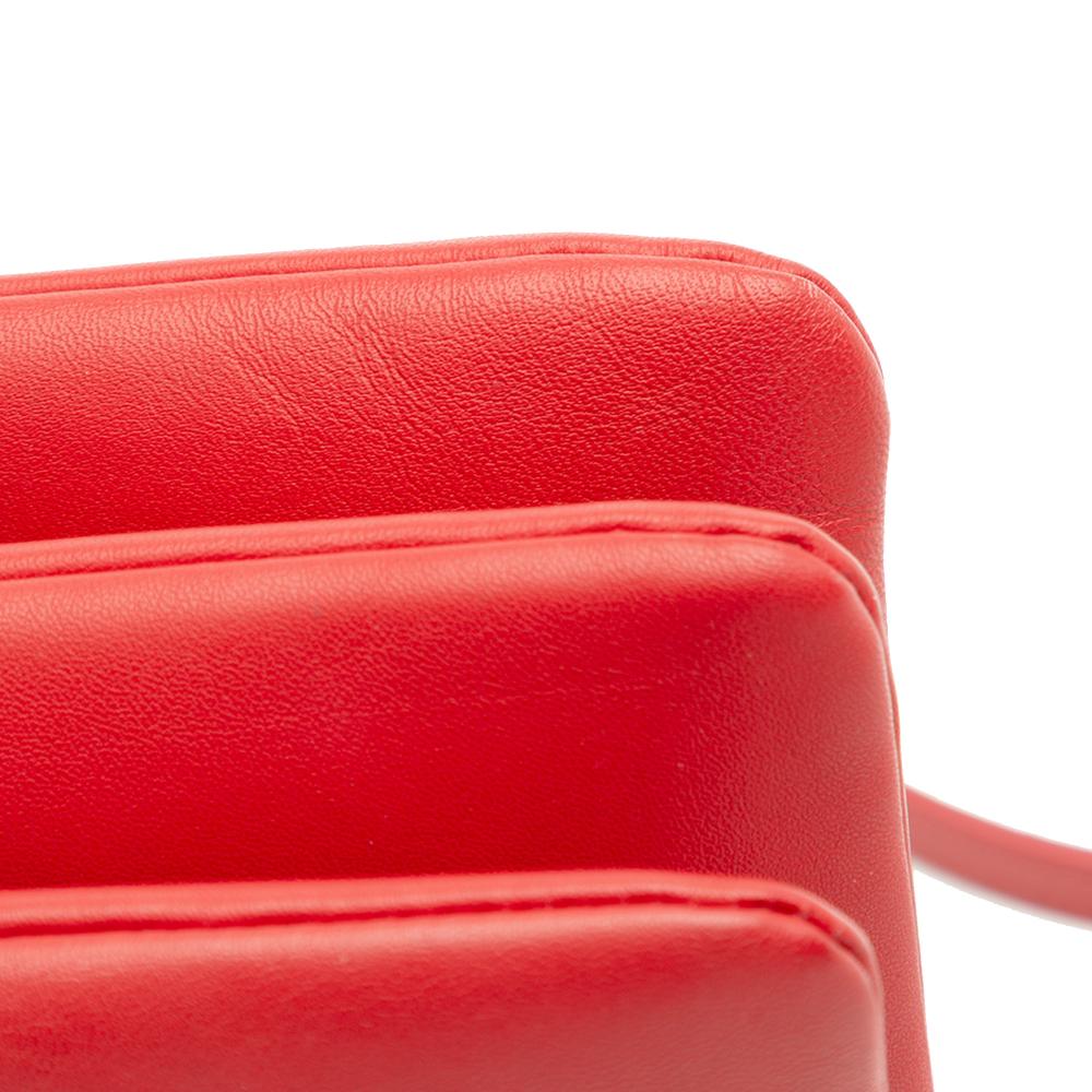 Celine B Celine Red Lambskin Leather Leather Small Lambskin Trio Crossbody Italy