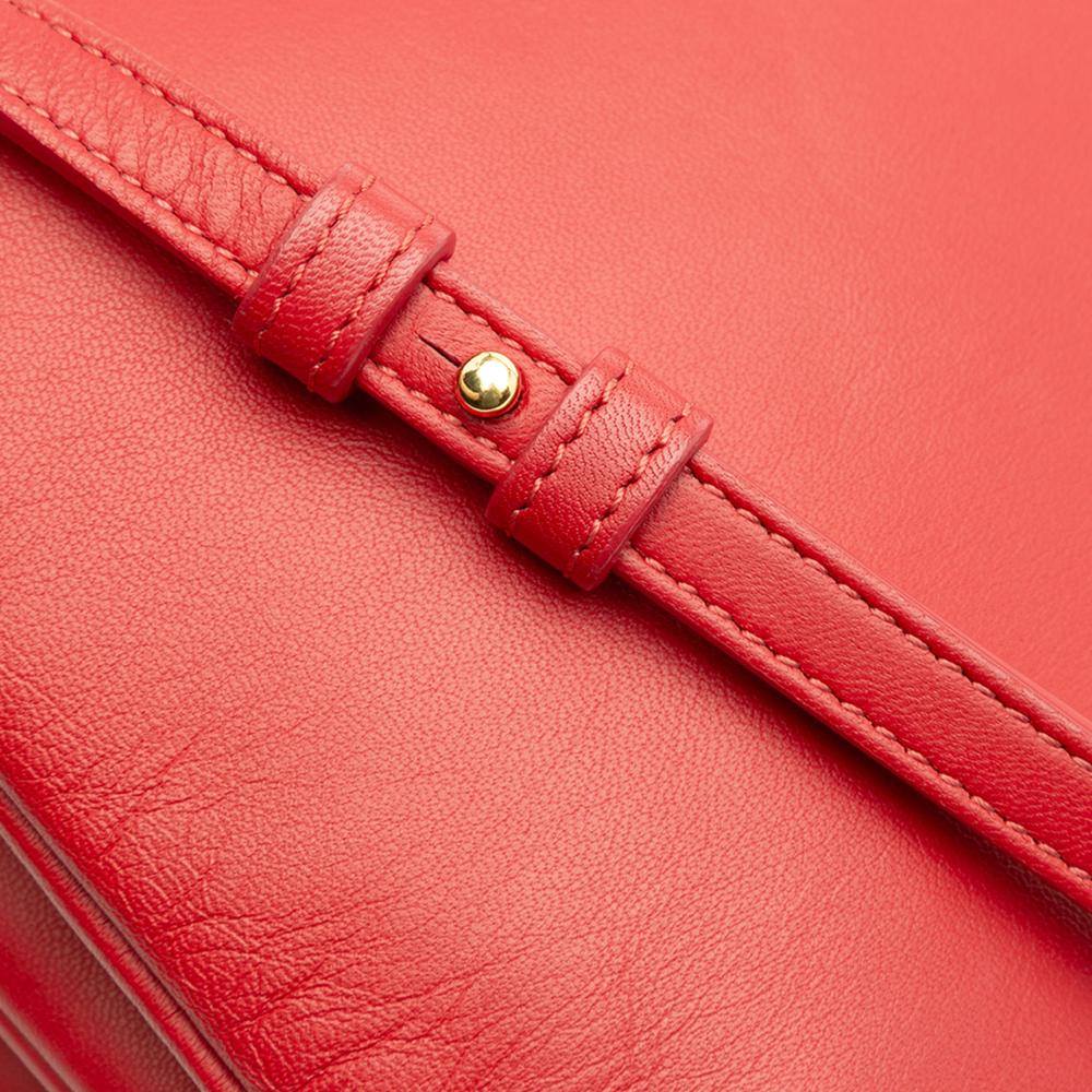 Celine B Celine Red Lambskin Leather Leather Small Lambskin Trio Crossbody Italy