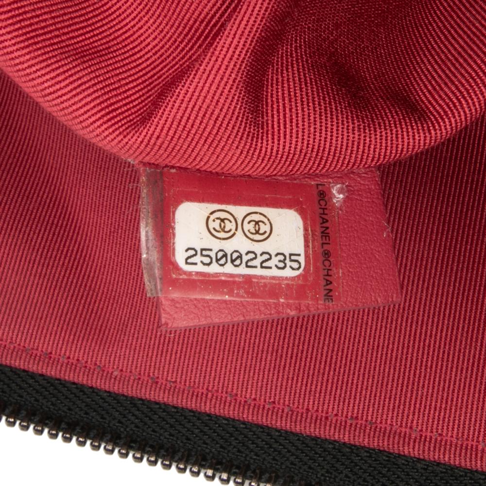 Chanel B Chanel Brown Light Beige with Black Calf Leather Large Aged skin Gabrielle O Case Clutch Italy