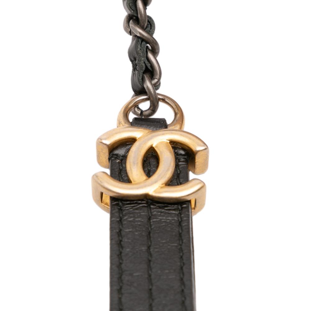 Chanel B Chanel Brown Light Beige with Black Calf Leather Large Aged skin Gabrielle O Case Clutch Italy