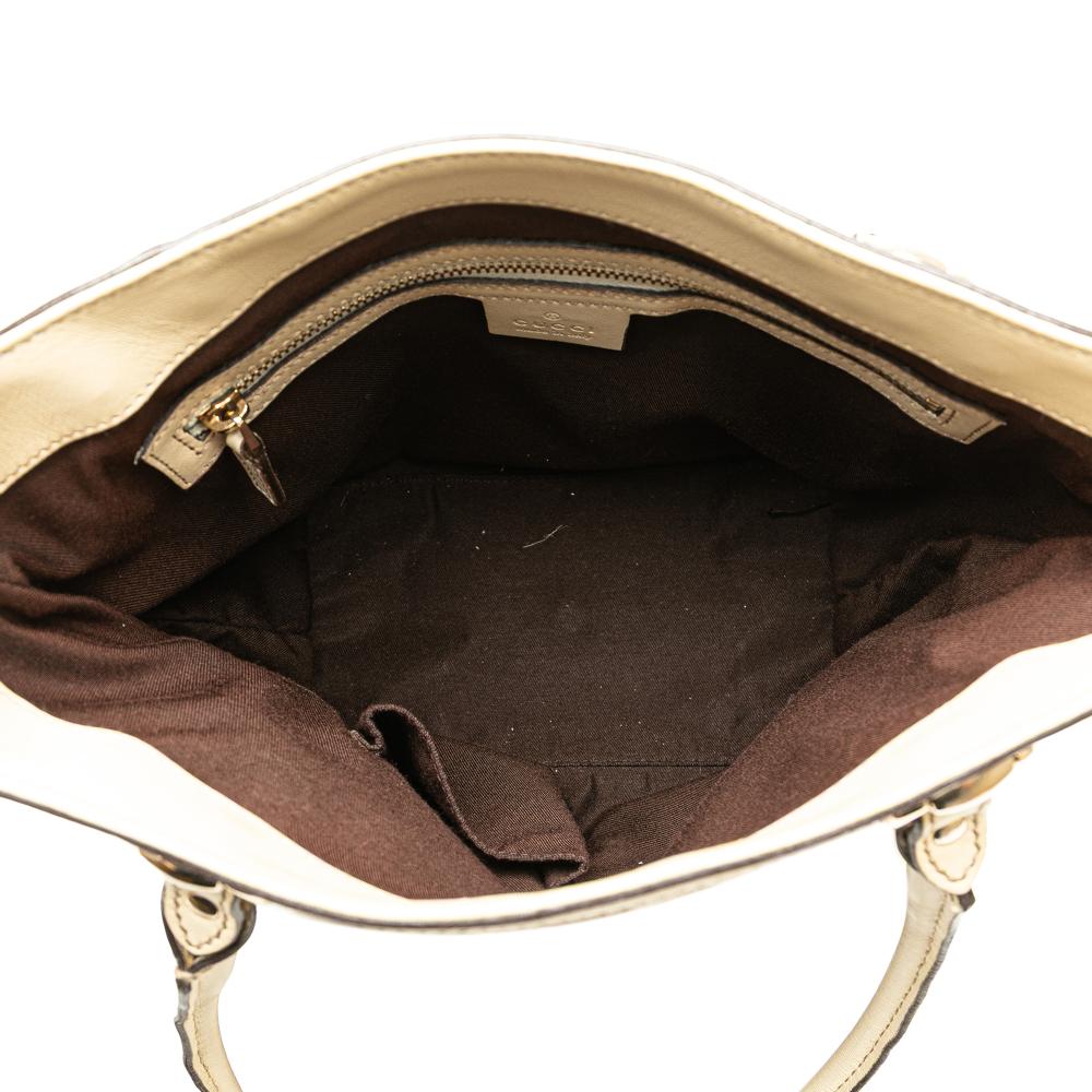 Gucci B Gucci Brown Beige with White Canvas Fabric GG Handbag Italy