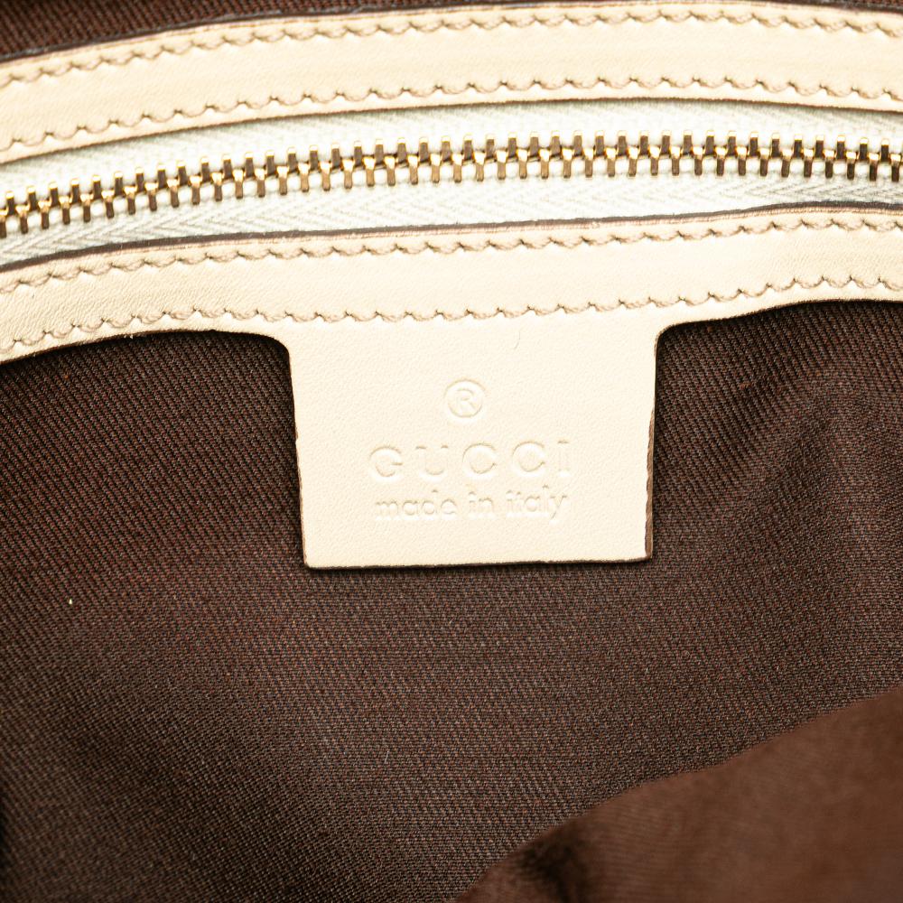 Gucci B Gucci Brown Beige with White Canvas Fabric GG Handbag Italy