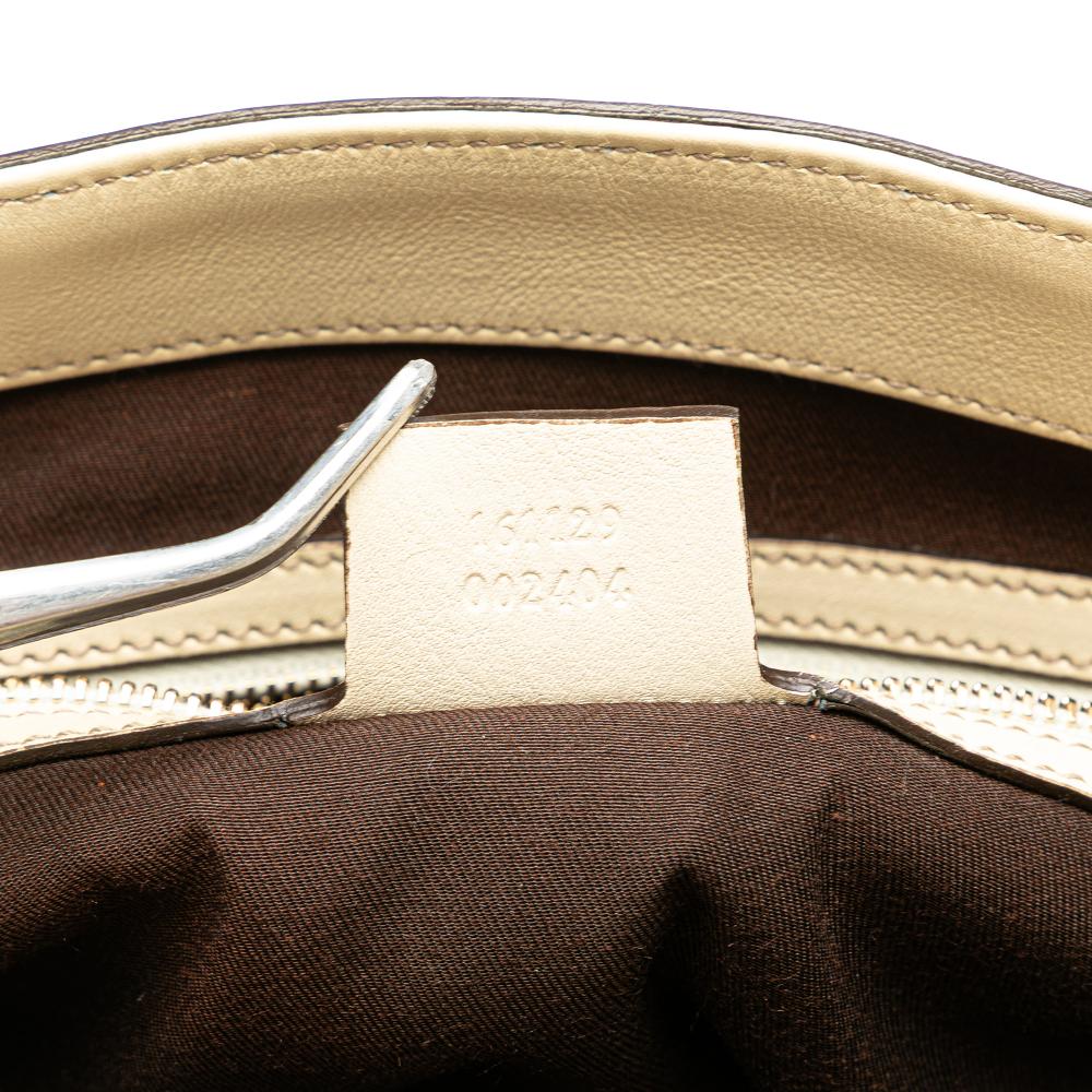 Gucci B Gucci Brown Beige with White Canvas Fabric GG Handbag Italy