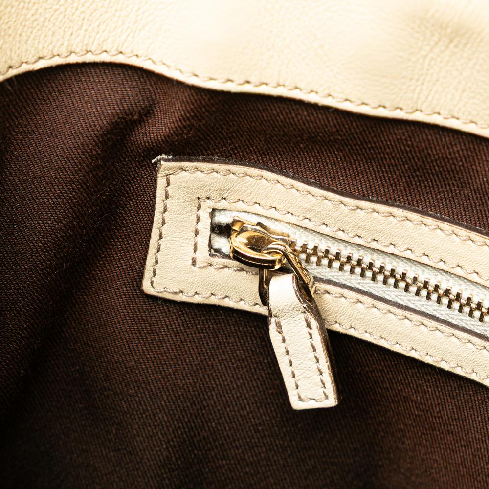 Gucci B Gucci Brown Beige with White Canvas Fabric GG Handbag Italy